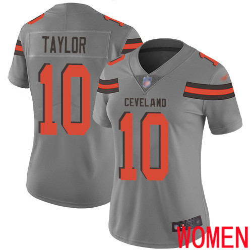 Cleveland Browns Taywan Taylor Women Gray Limited Jersey #10 NFL Football Inverted Legend